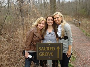 My daughters and I at the Sacred GroveSacred Grove